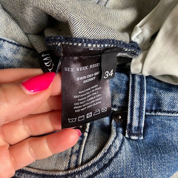 Six week Residency BNWOT skinny jeans sz 34 button fly vintage indigo - Picture 8 of 8
